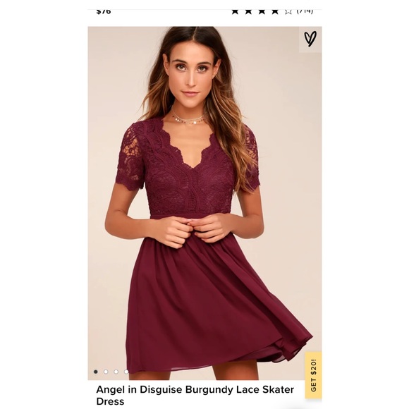 Lulus Dresses & Skirts - - NEW Angel in Disguise Burgundy Lace Skater Dress